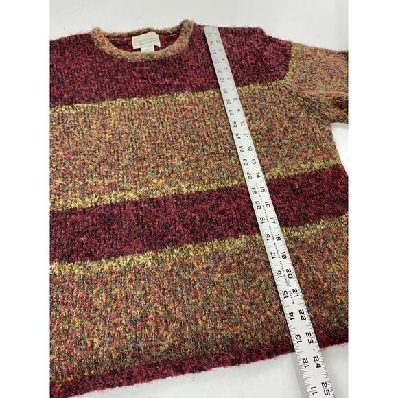 Christopher & Banks Crew Neck Knit Sweater Womens Large Red Green Ramie Blend BI - Picture 6 of 6